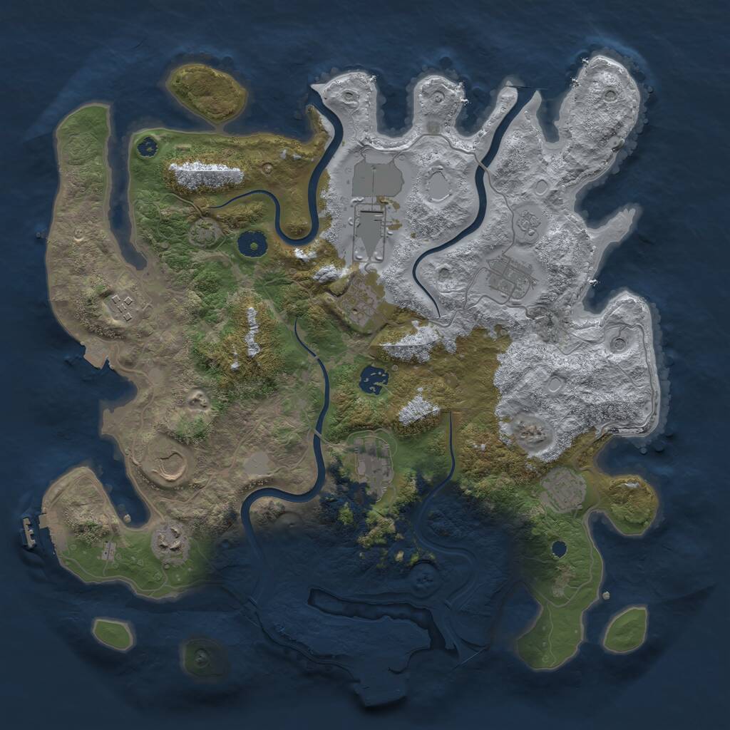 Rust Map: Procedural Map, Size: 3850, Seed: 1159220834, 15 Monuments