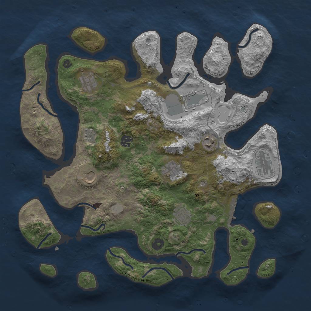 Rust Map: Procedural Map, Size: 3850, Seed: 1159220834, 16 Monuments