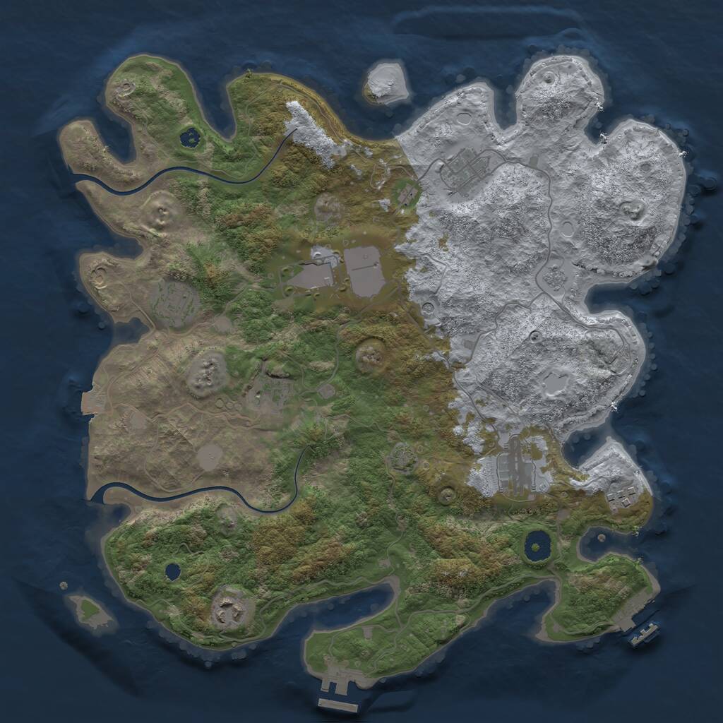Rust Map: Procedural Map, Size: 3700, Seed: 566681, 13 Monuments