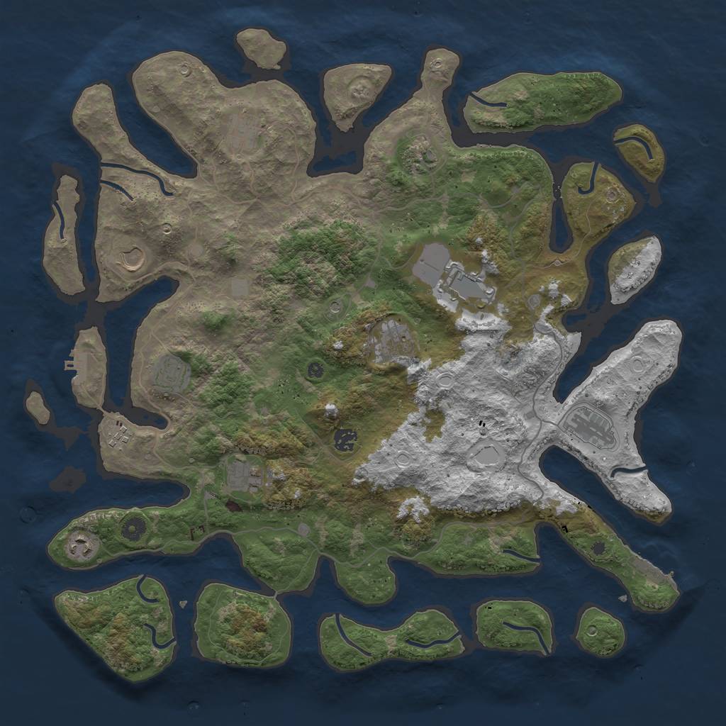 Rust Map: Procedural Map, Size: 4567, Seed: 2394822, 19 Monuments