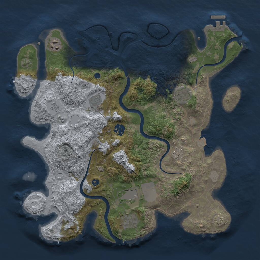 Rust Map: Procedural Map, Size: 3550, Seed: 189925, 12 Monuments