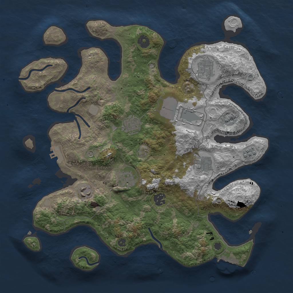 Rust Map: Procedural Map, Size: 3550, Seed: 432643, 16 Monuments