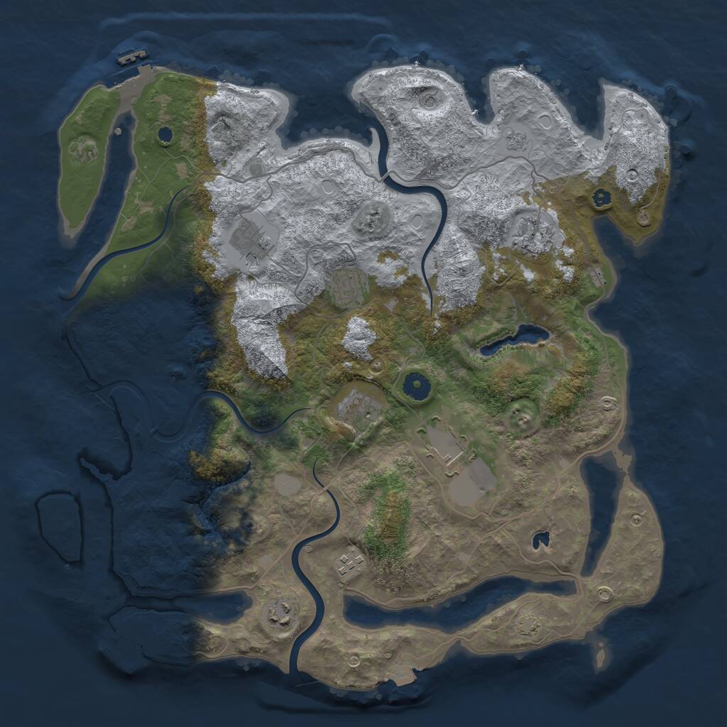 Rust Map: Procedural Map, Size: 4000, Seed: 493911, 13 Monuments