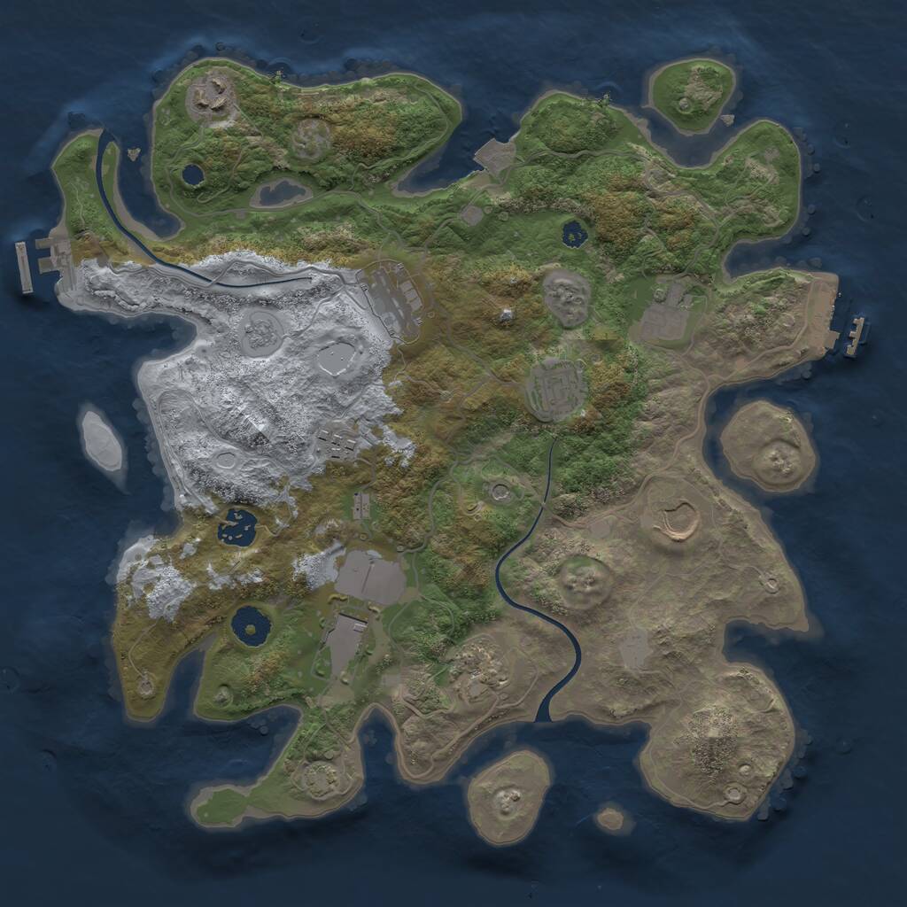Rust Map: Procedural Map, Size: 3550, Seed: 526227, 15 Monuments