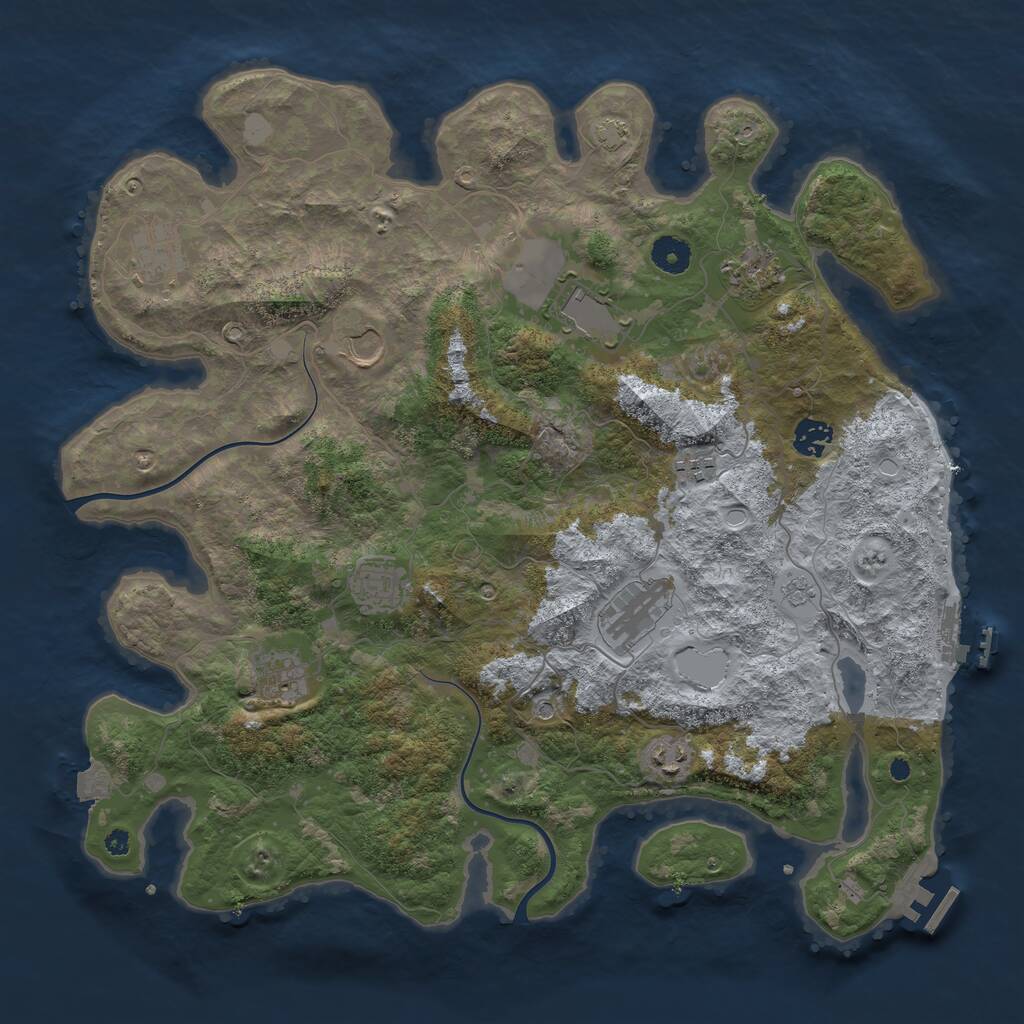 Rust Map: Procedural Map, Size: 3999, Seed: 1424213080, 16 Monuments
