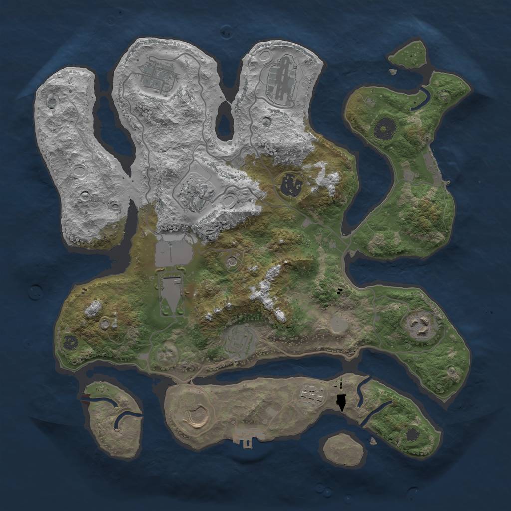 Rust Map: Procedural Map, Size: 3500, Seed: 1998381227, 17 Monuments