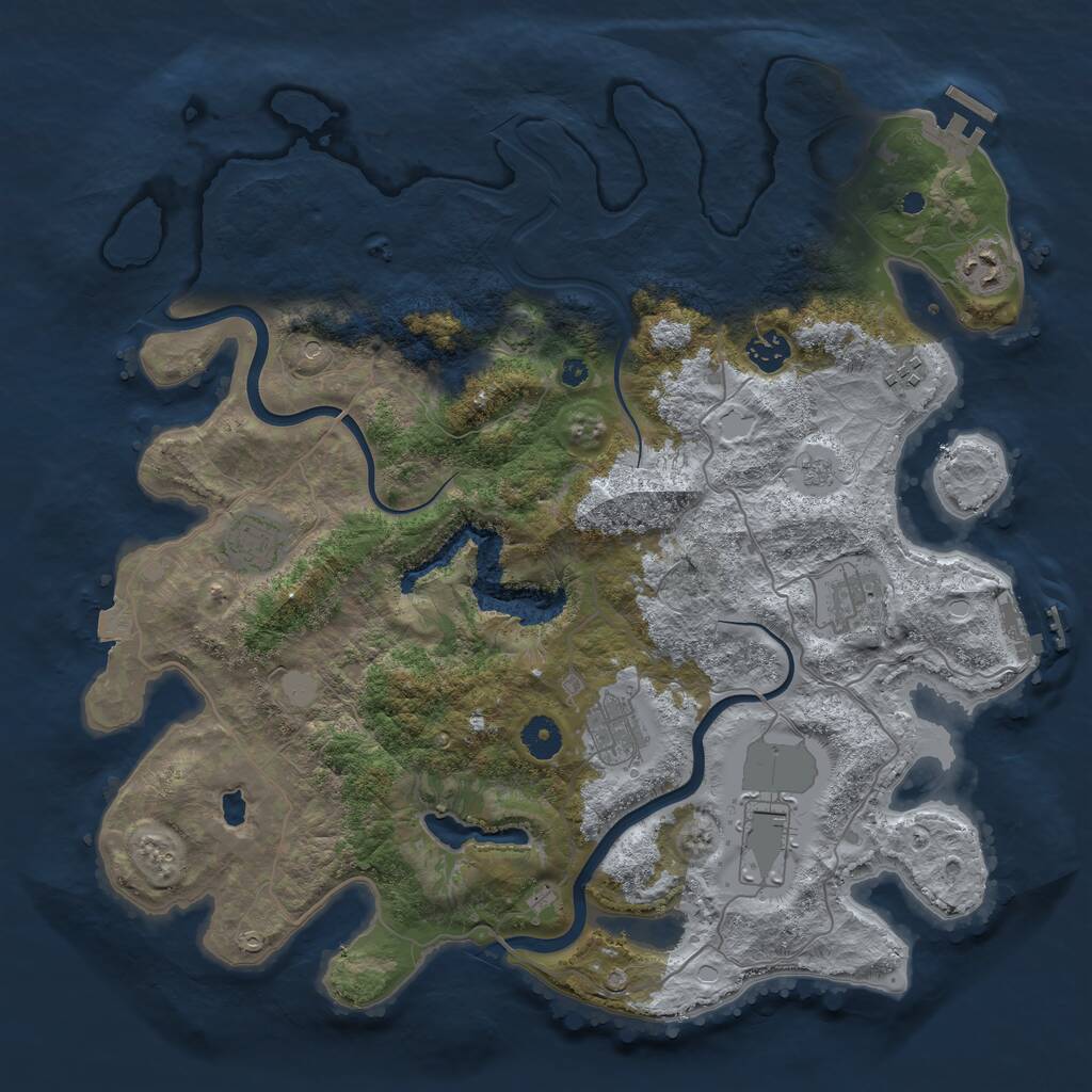 Rust Map: Procedural Map, Size: 4000, Seed: 1298412804, 13 Monuments