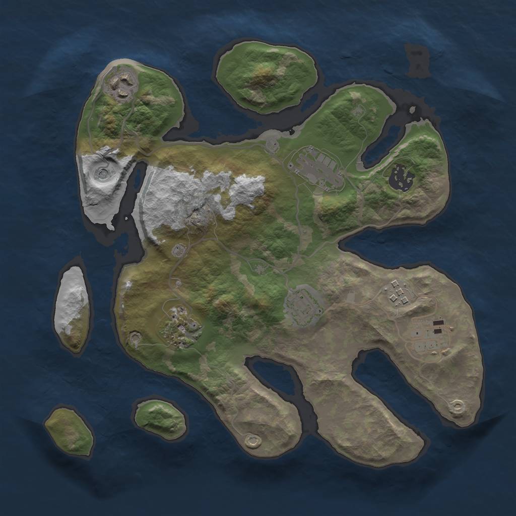 Rust Map: Barren, Size: 3000, Seed: 2, 10 Monuments