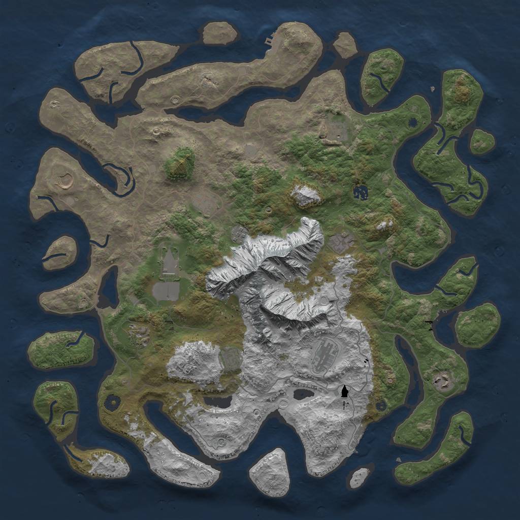 Rust Map: Procedural Map, Size: 5000, Seed: 1972, 19 Monuments