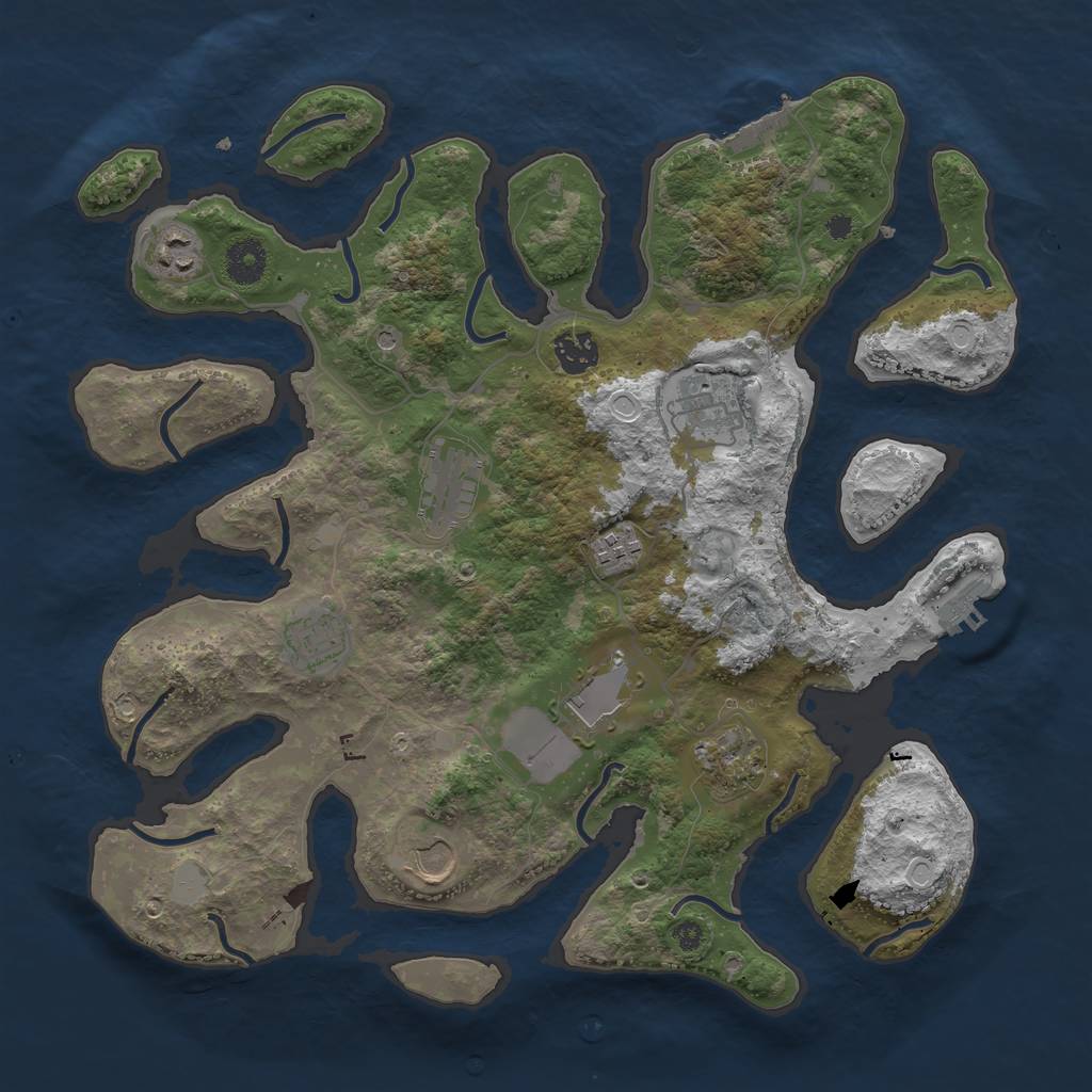 Rust Map: Procedural Map, Size: 3750, Seed: 292907071, 17 Monuments