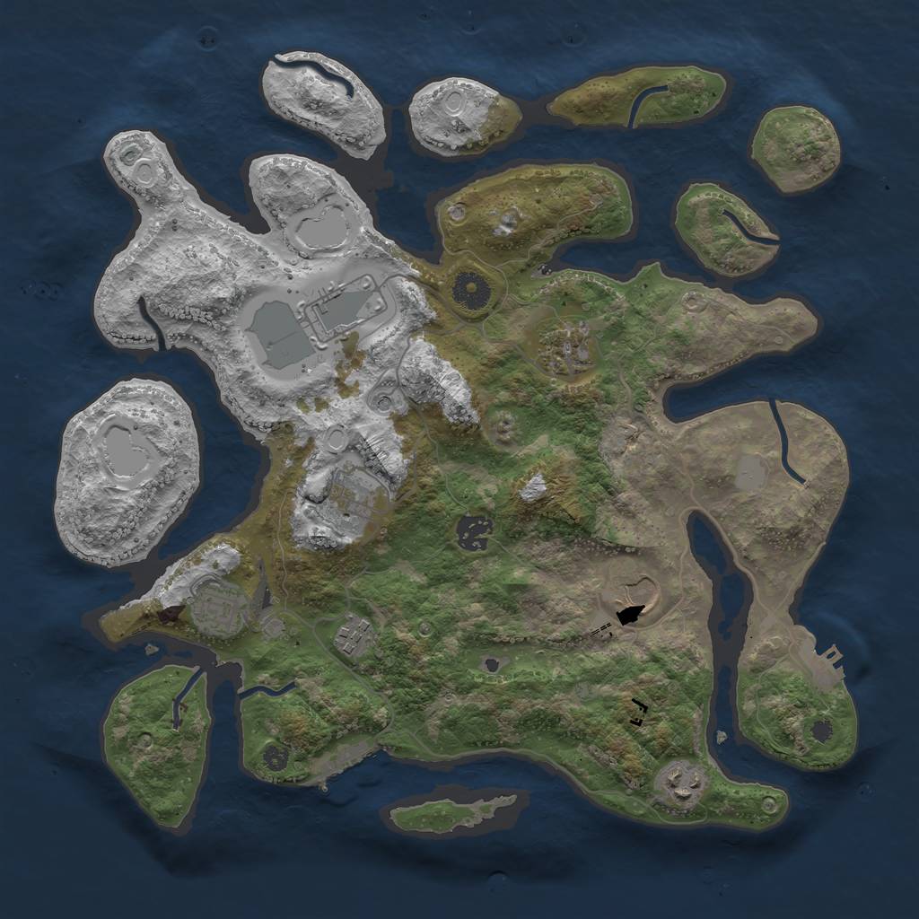 Rust Map: Procedural Map, Size: 3700, Seed: 68118802, 16 Monuments