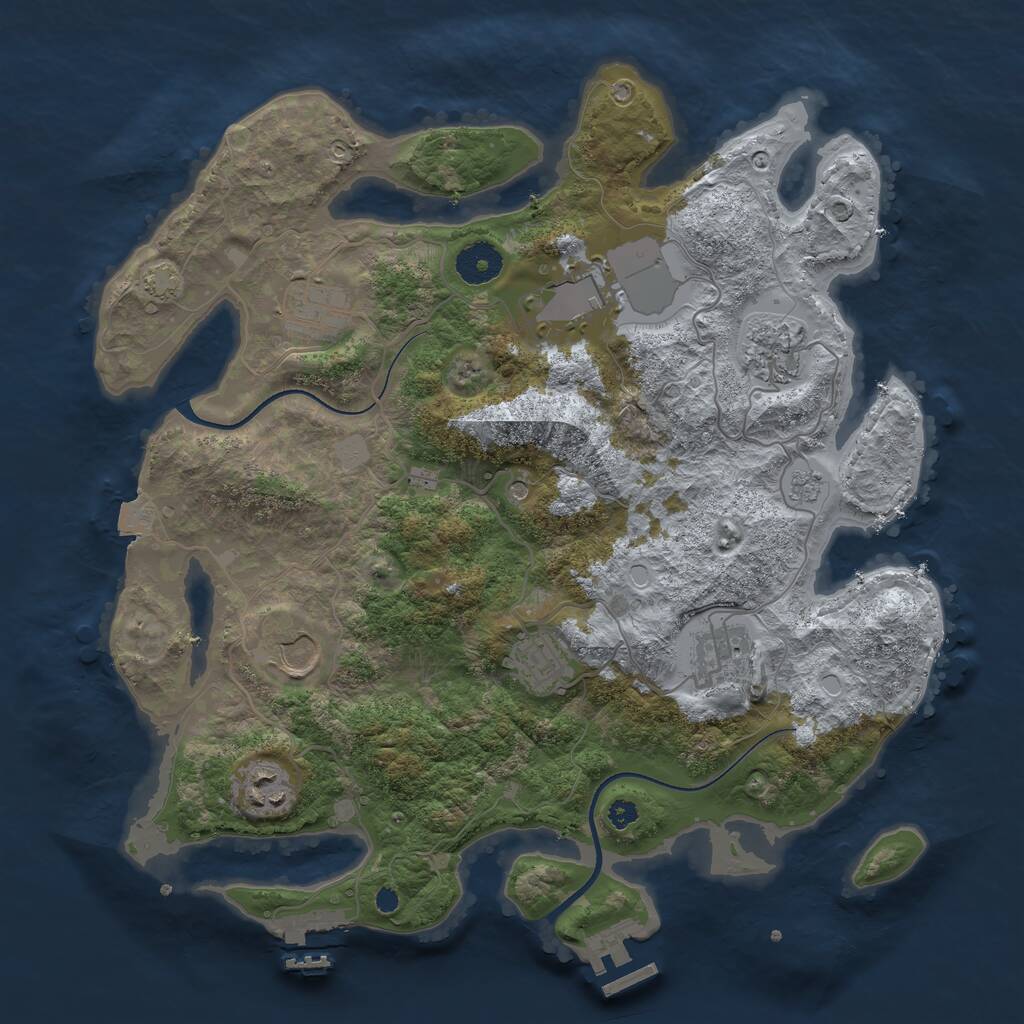Rust Map: Procedural Map, Size: 3550, Seed: 244391, 13 Monuments