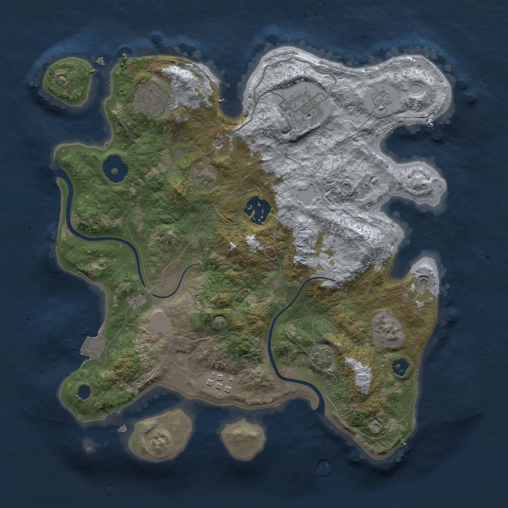 Rust Map: Procedural Map, Size: 3000, Seed: 104998600, 8 Monuments