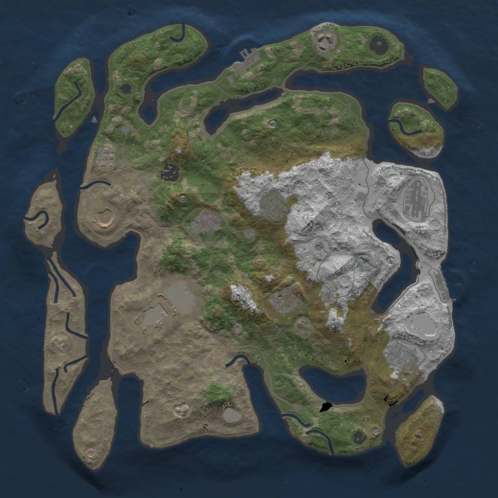 Rust Map: Procedural Map, Size: 4000, Seed: 19287478, 18 Monuments