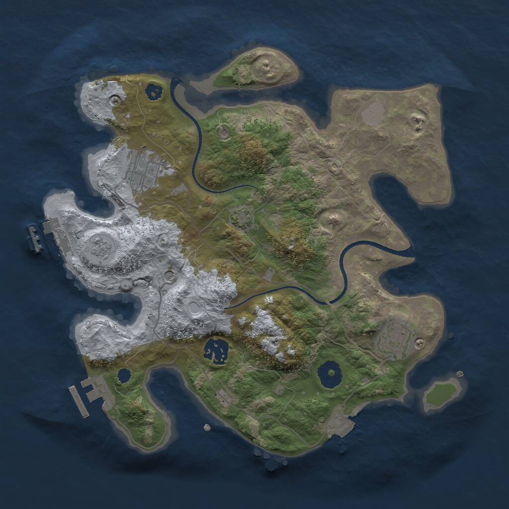 Rust Map: Procedural Map, Size: 3000, Seed: 1018092547, 9 Monuments