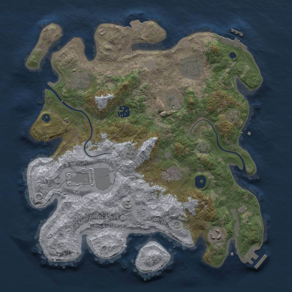Rust Map: Procedural Map, Size: 3500, Seed: 4555, 14 Monuments
