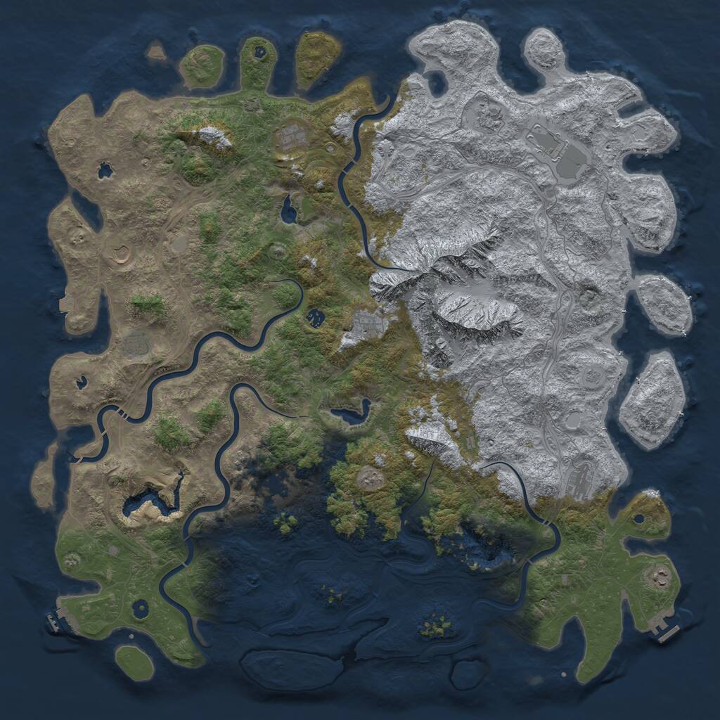 Rust Map: Procedural Map, Size: 6000, Seed: 395738, 17 Monuments