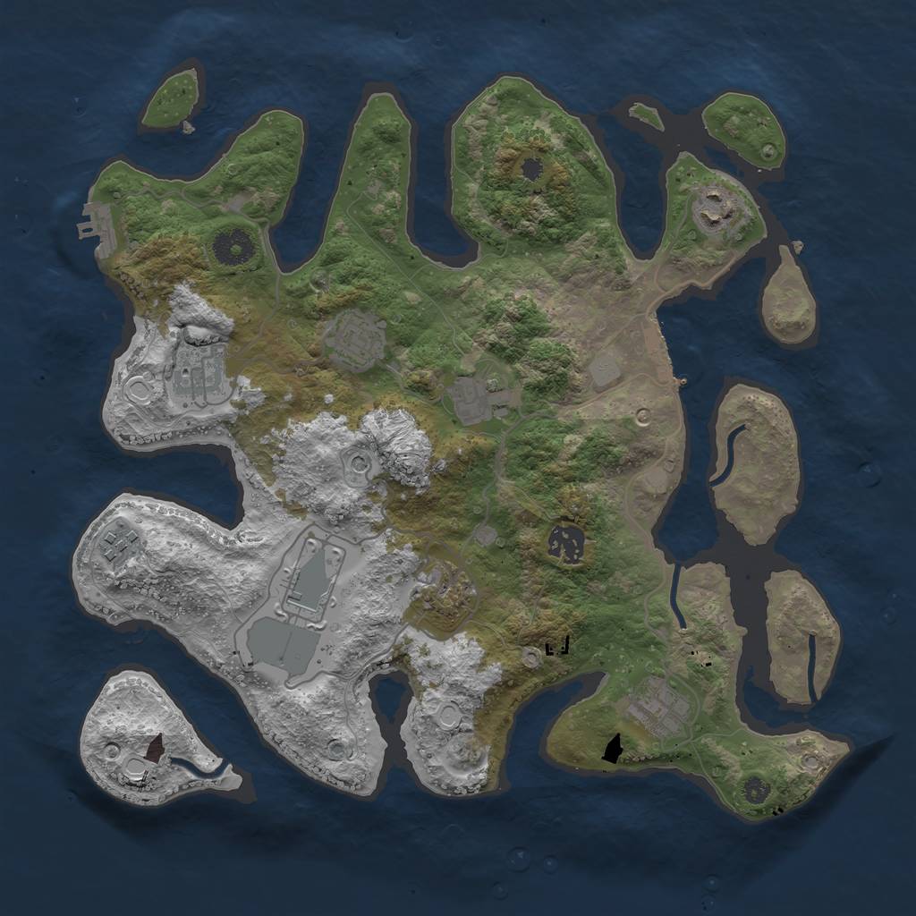 Rust Map: Procedural Map, Size: 3550, Seed: 642323, 17 Monuments