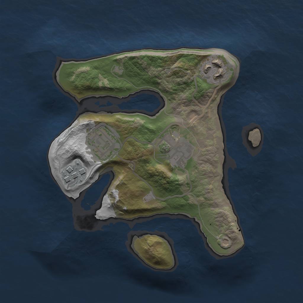 Rust Map: Barren, Size: 2000, Seed: 4324, 6 Monuments