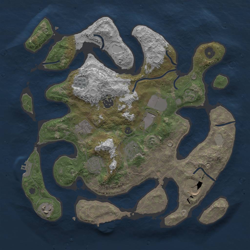Rust Map: Procedural Map, Size: 3500, Seed: 20220107, 15 Monuments