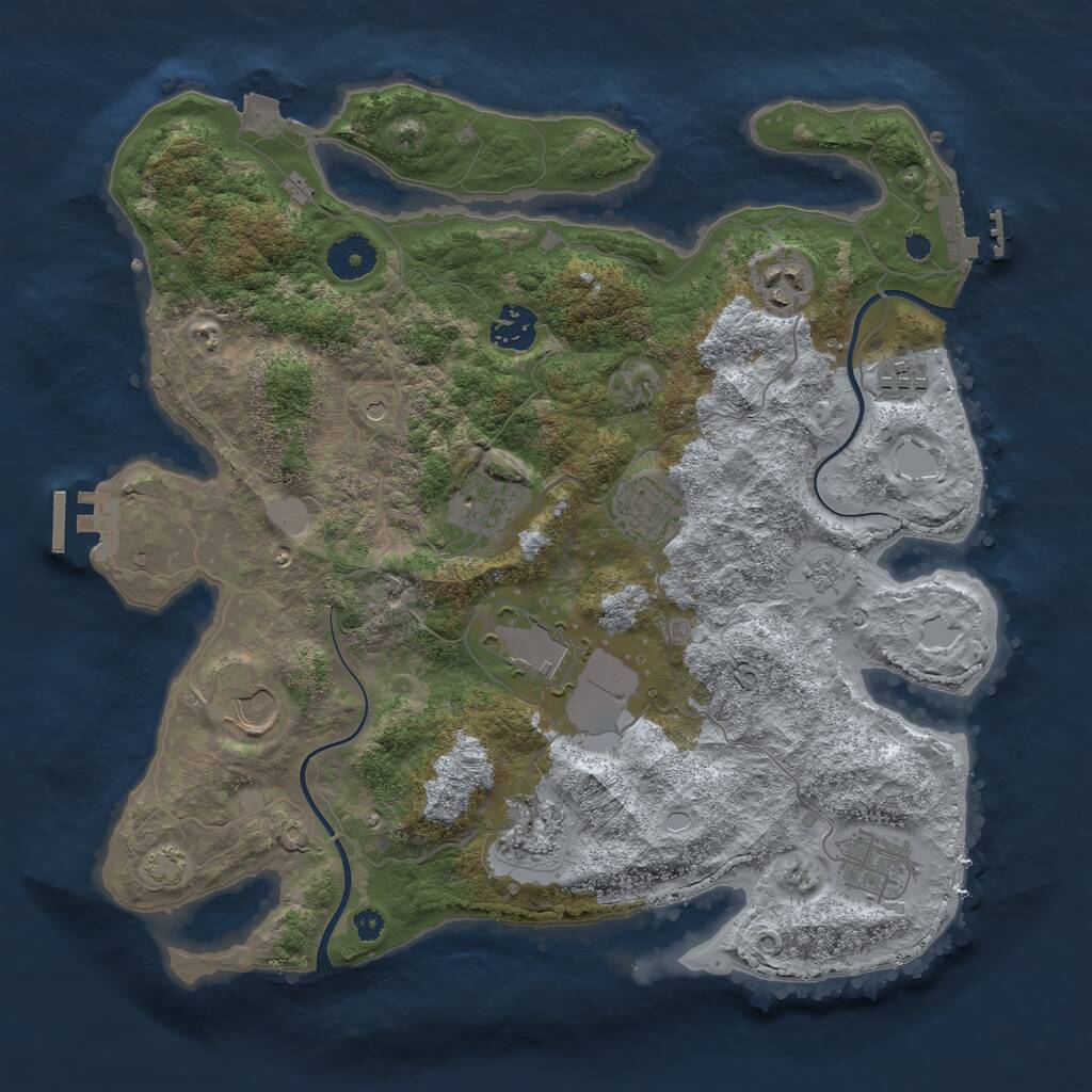 Rust Map: Procedural Map, Size: 3550, Seed: 543302, 15 Monuments
