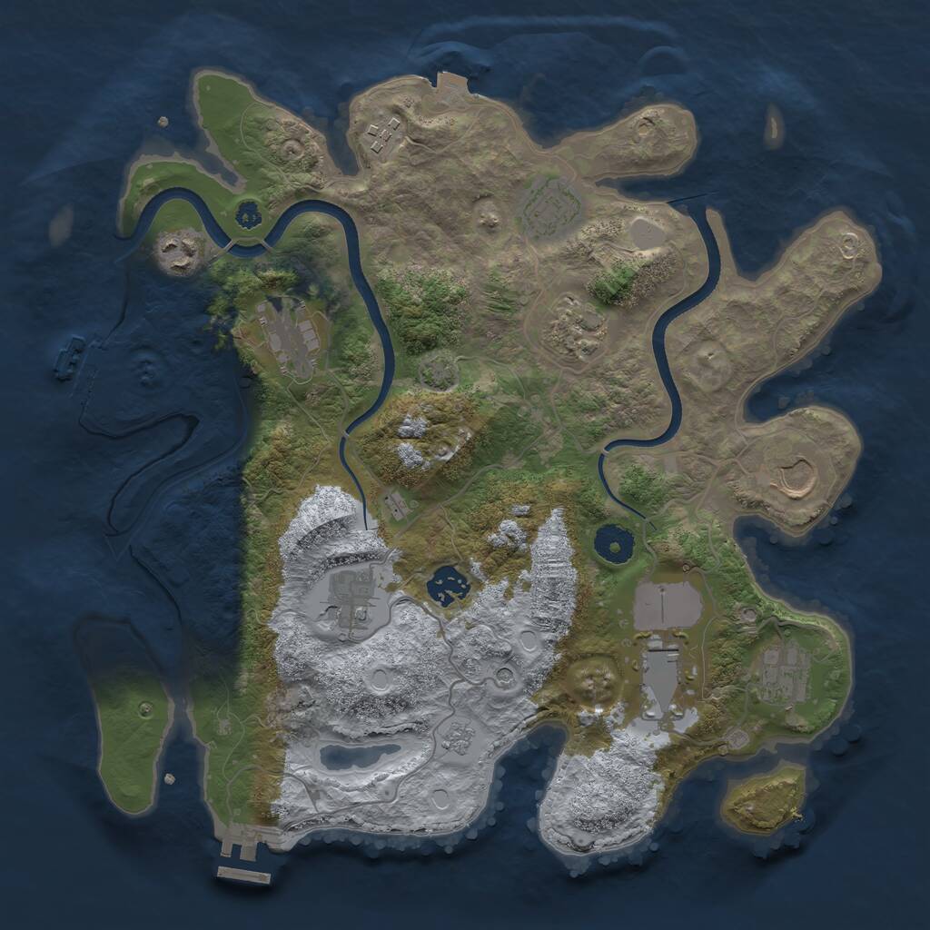Rust Map: Procedural Map, Size: 3550, Seed: 104039, 16 Monuments