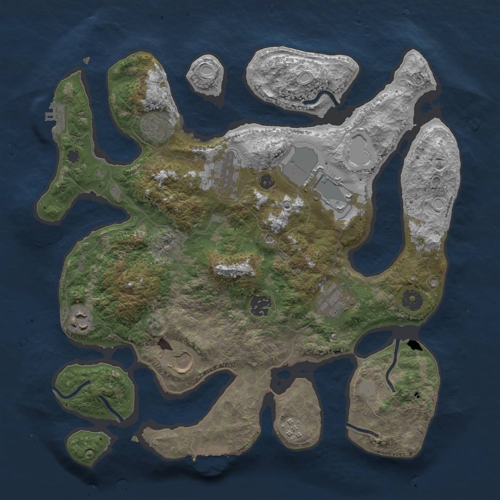 Rust Map: Procedural Map, Size: 3550, Seed: 951067, 16 Monuments