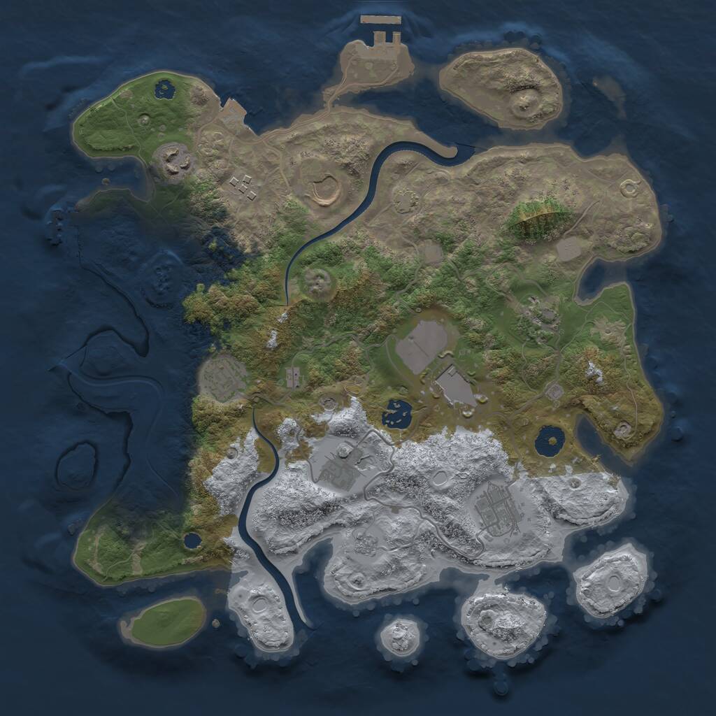 Rust Map: Procedural Map, Size: 3550, Seed: 41936, 15 Monuments