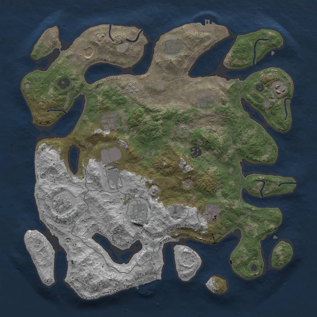 Rust Map: Procedural Map, Size: 4050, Seed: 1131264423, 19 Monuments