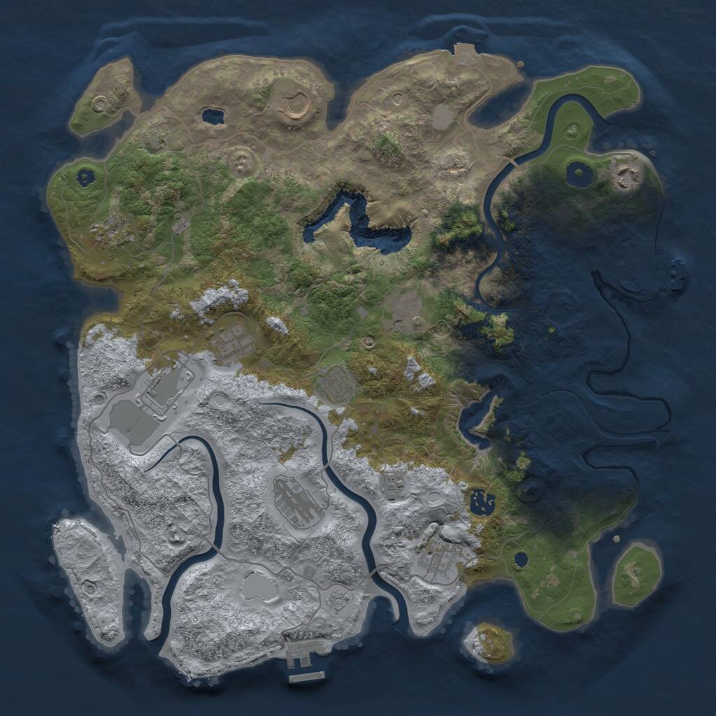 Rust Map: Procedural Map, Size: 4050, Seed: 1131264423, 17 Monuments