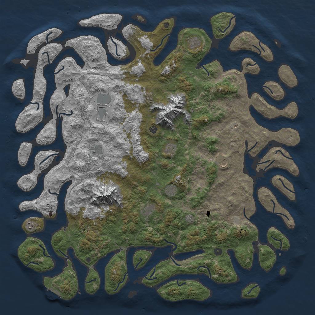 Rust Map: Procedural Map, Size: 6000, Seed: 257120355, 18 Monuments