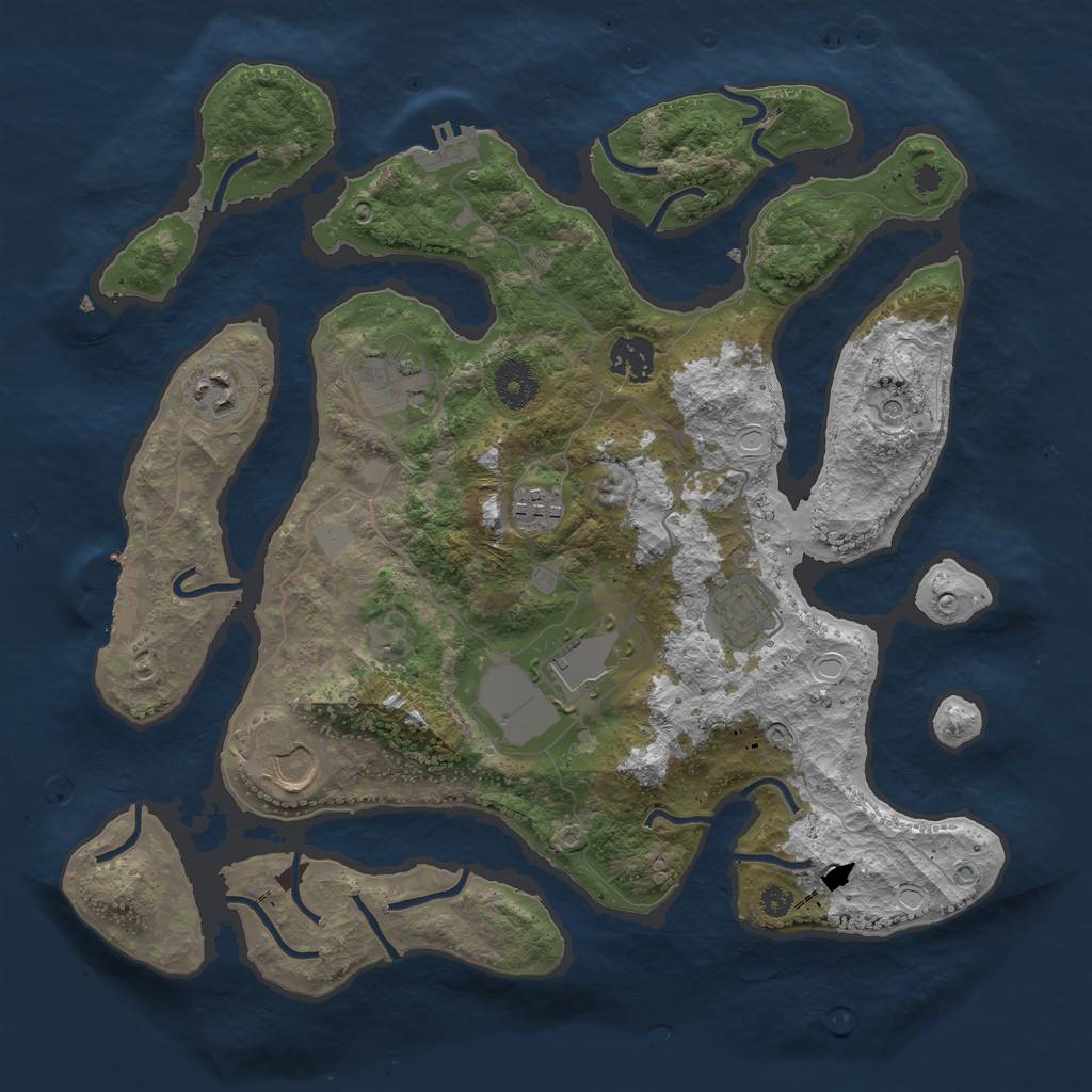 Rust Map: Procedural Map, Size: 3550, Seed: 380467, 15 Monuments