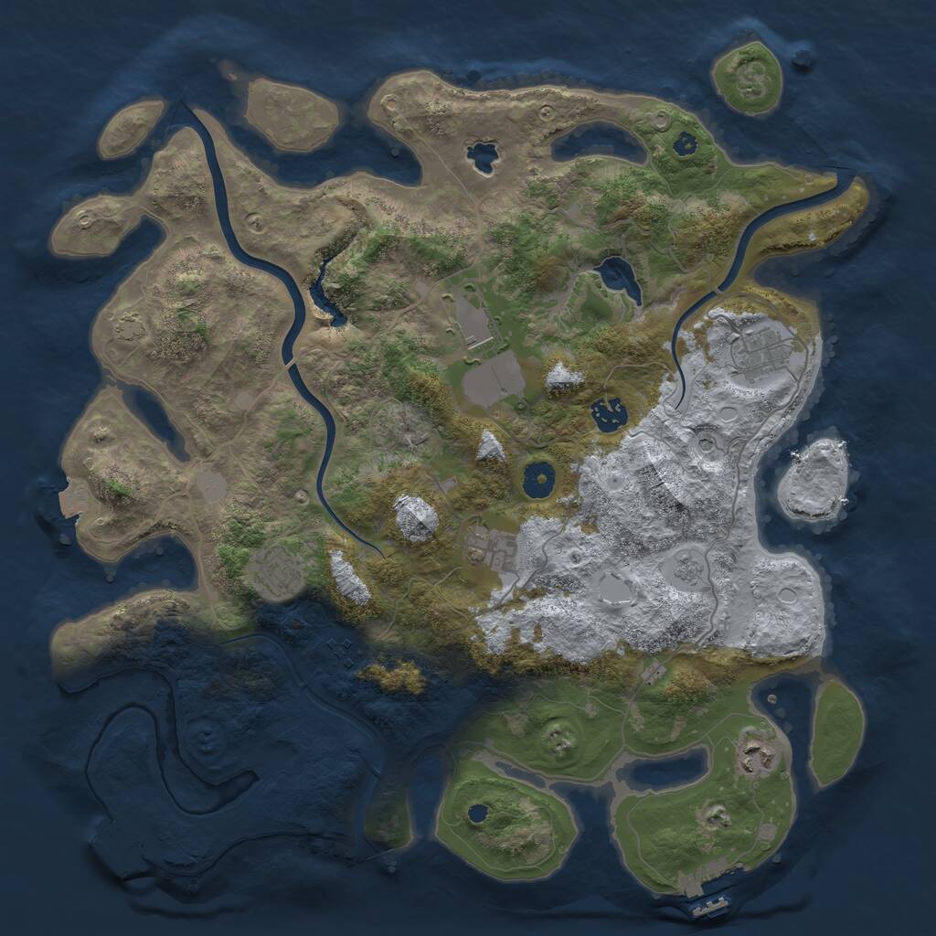 Rust Map: Procedural Map, Size: 4000, Seed: 393795, 13 Monuments