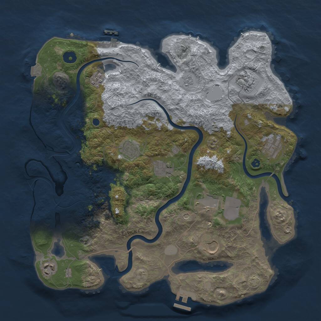 Rust Map: Procedural Map, Size: 3700, Seed: 3244033, 14 Monuments