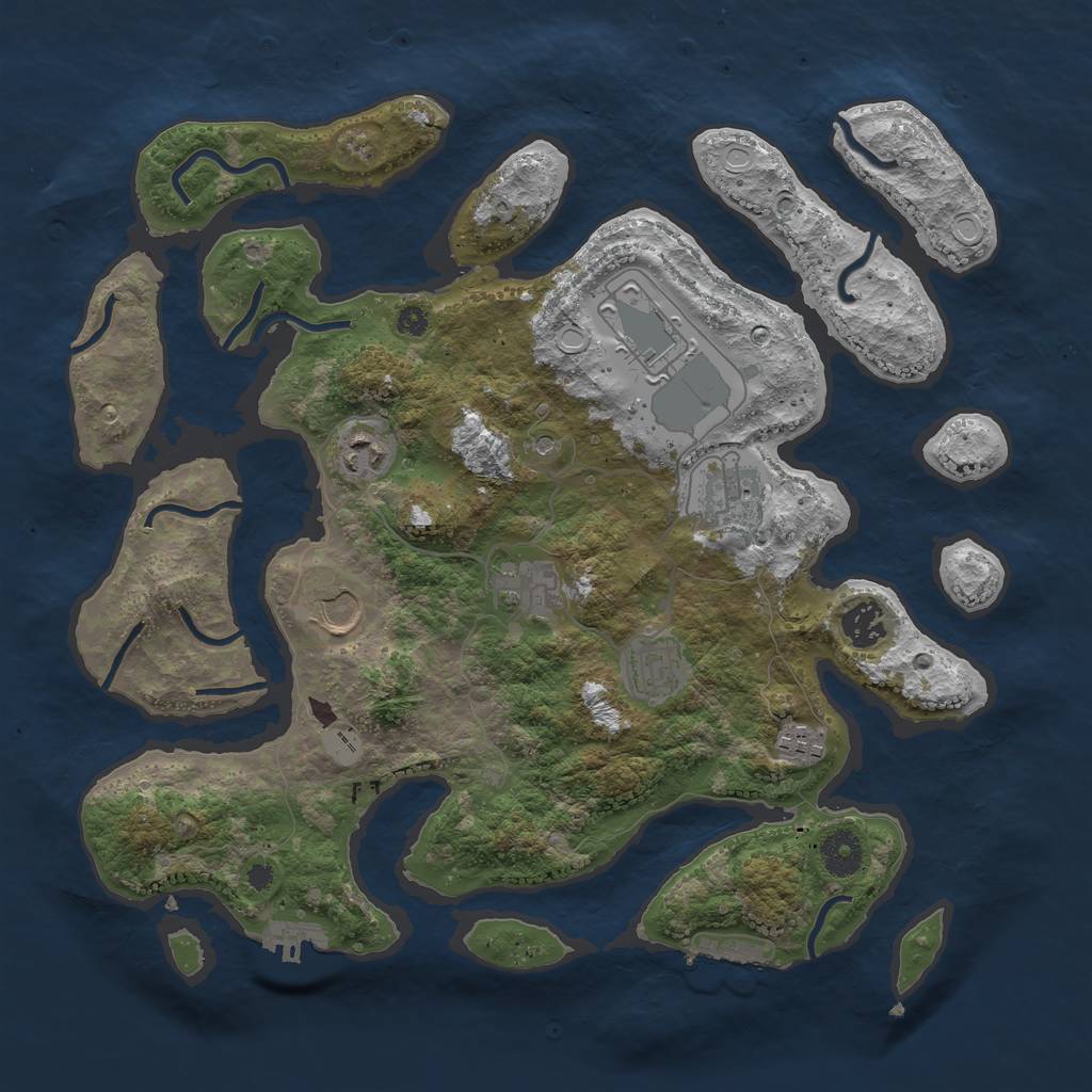 Rust Map: Procedural Map, Size: 3700, Seed: 1234567890, 16 Monuments