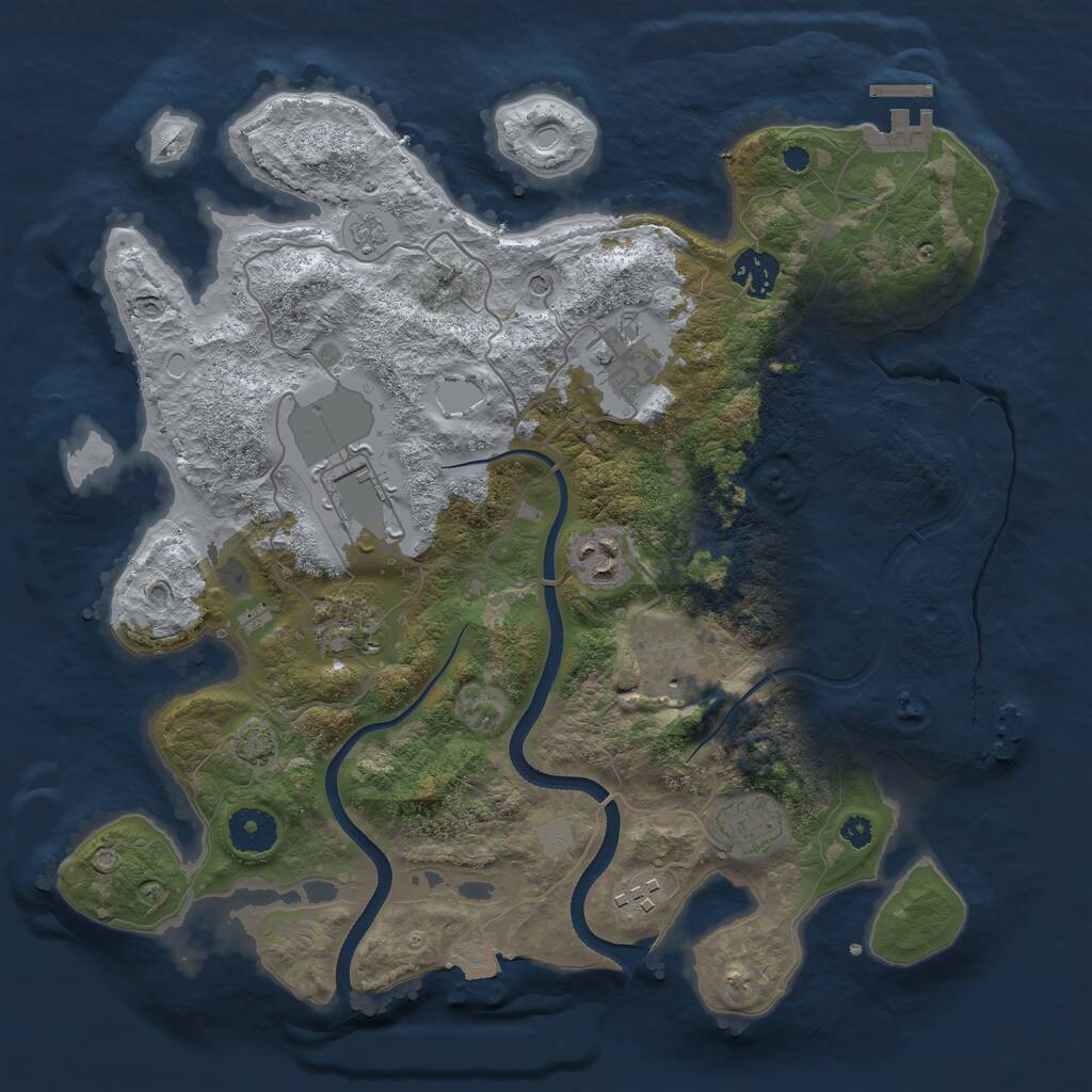 Rust Map: Procedural Map, Size: 3500, Seed: 183378585, 14 Monuments