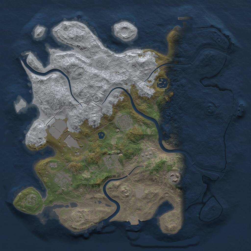 Rust Map: Procedural Map, Size: 3500, Seed: 183378585, 13 Monuments