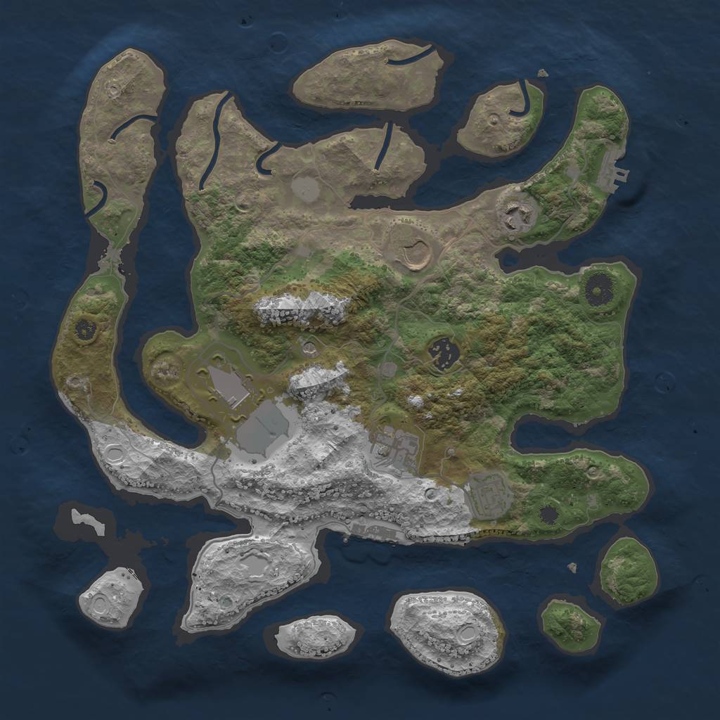Rust Map: Procedural Map, Size: 3550, Seed: 362223, 14 Monuments