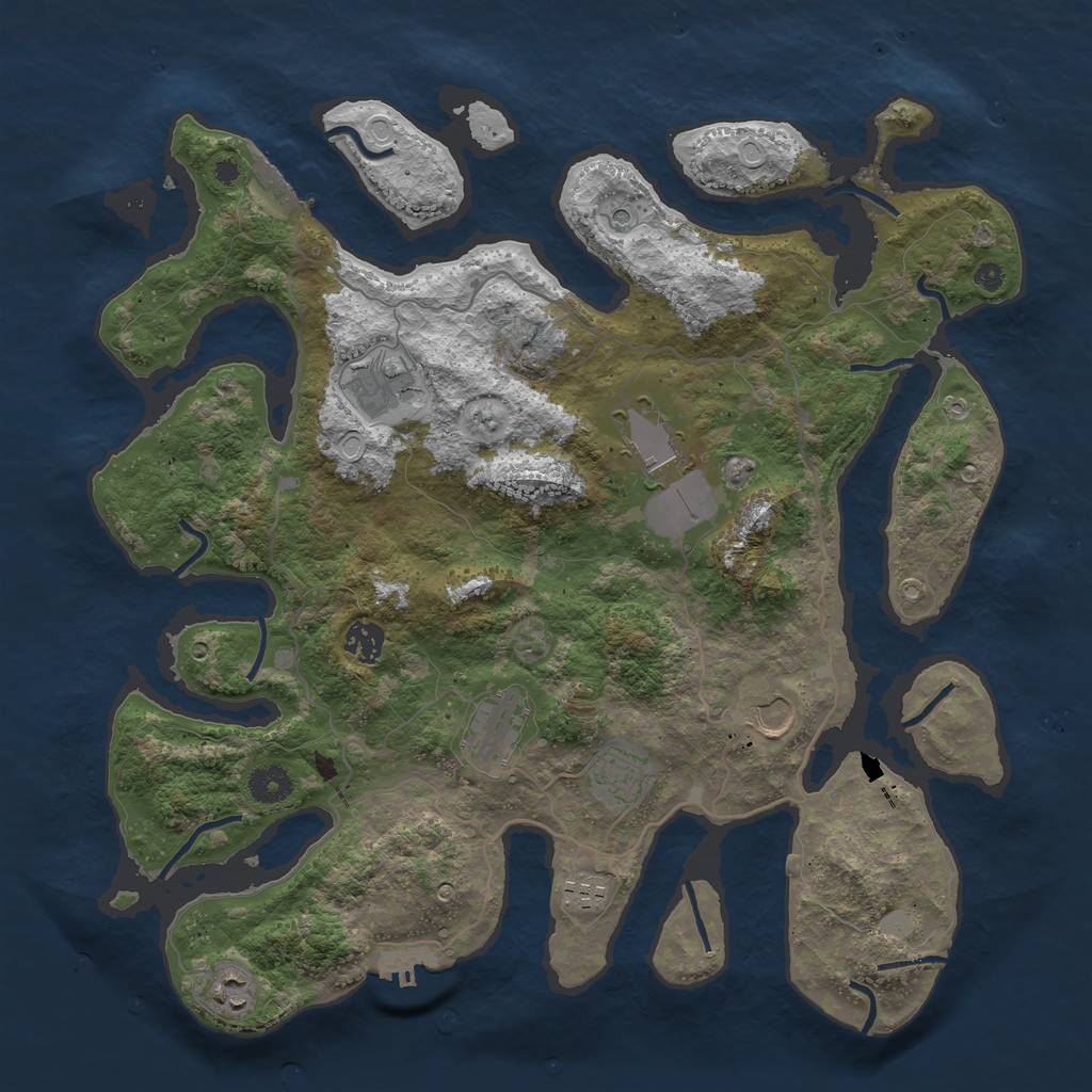Rust Map: Procedural Map, Size: 4000, Seed: 942995, 16 Monuments