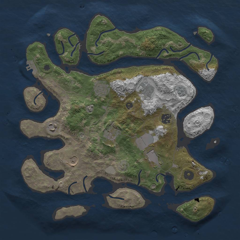 Rust Map: Procedural Map, Size: 3550, Seed: 942469, 15 Monuments