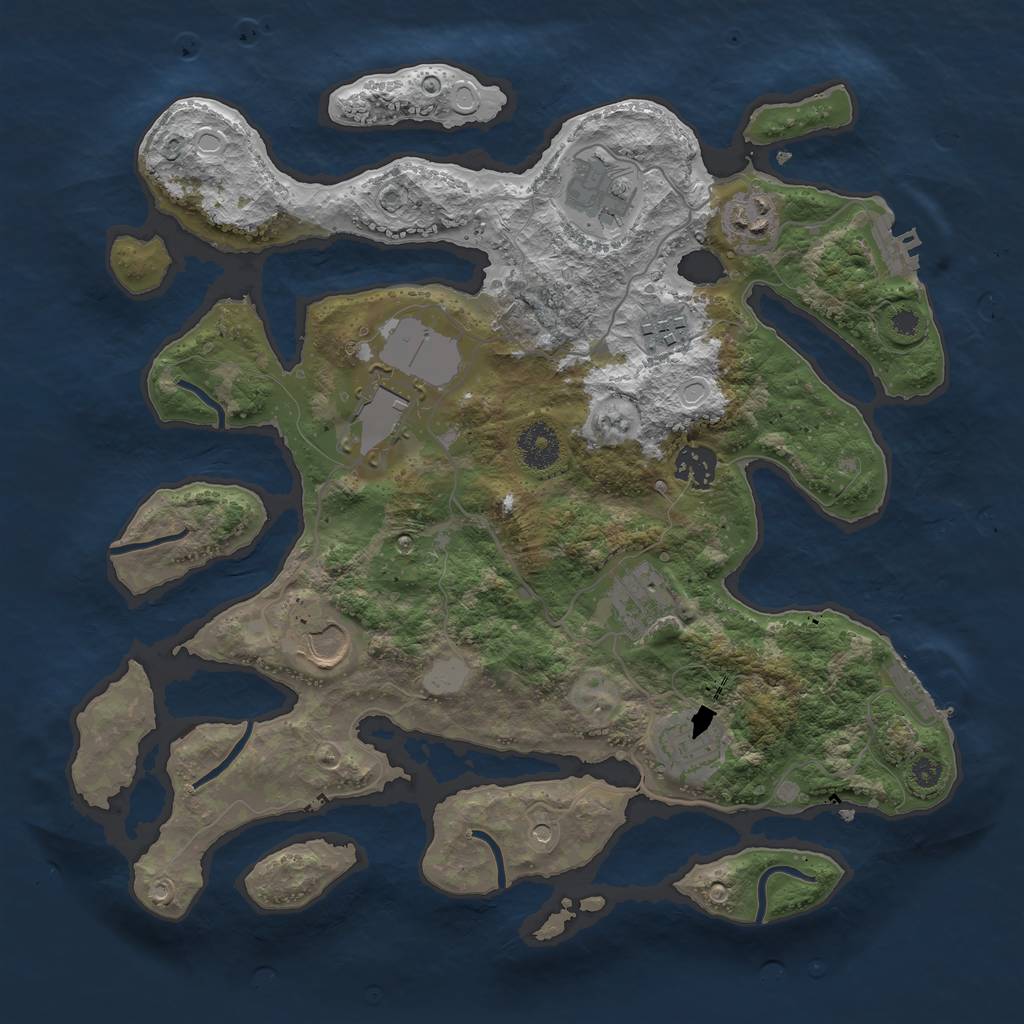 Rust Map: Procedural Map, Size: 3500, Seed: 1821860, 16 Monuments