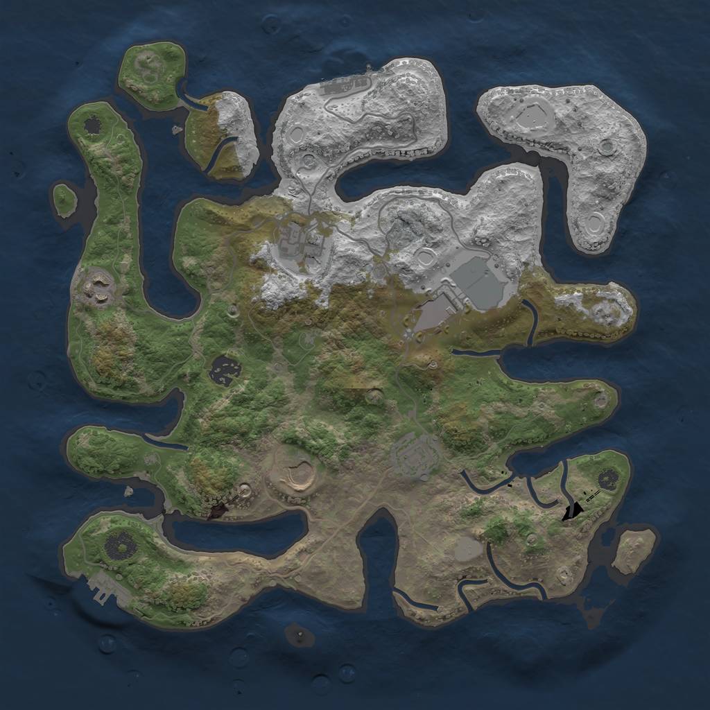 Rust Map: Procedural Map, Size: 3550, Seed: 464663, 14 Monuments