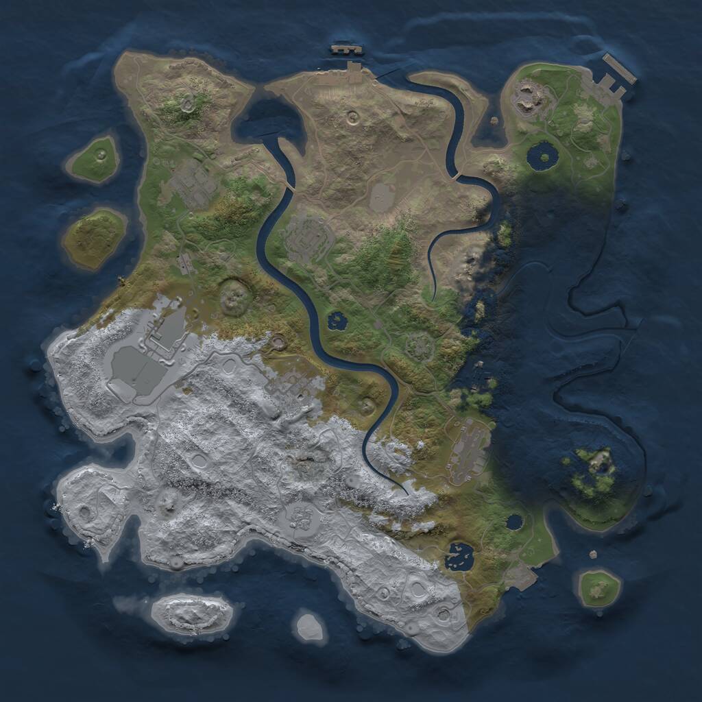 Rust Map: Procedural Map, Size: 3550, Seed: 822733, 14 Monuments