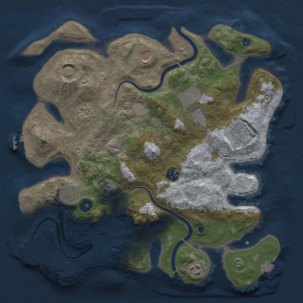 Rust Map: Procedural Map, Size: 3550, Seed: 393795, 14 Monuments