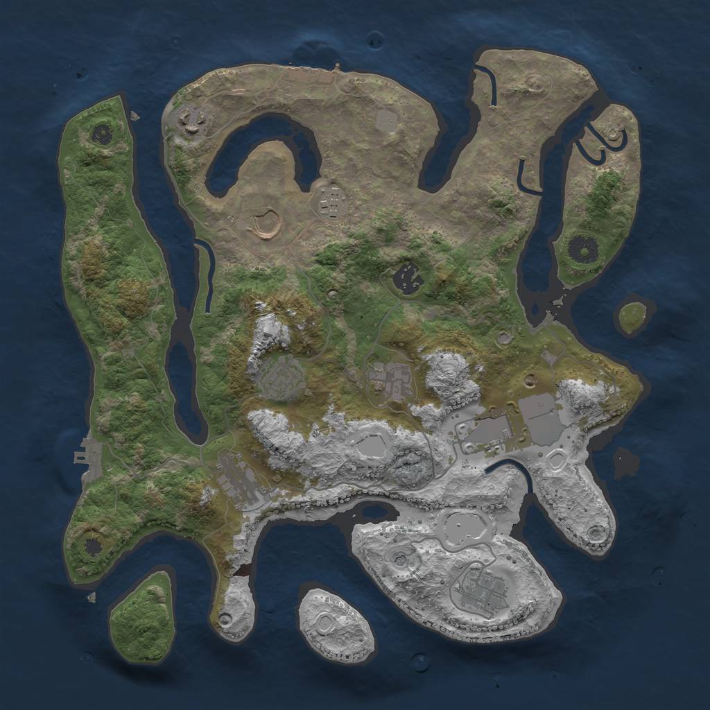 Rust Map: Procedural Map, Size: 3600, Seed: 2023, 17 Monuments