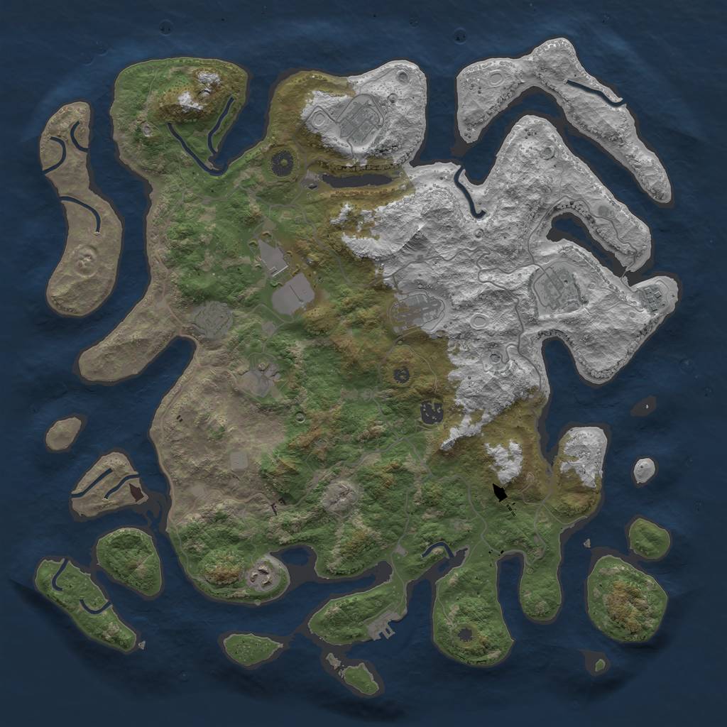 Rust Map: Procedural Map, Size: 4500, Seed: 630988, 16 Monuments