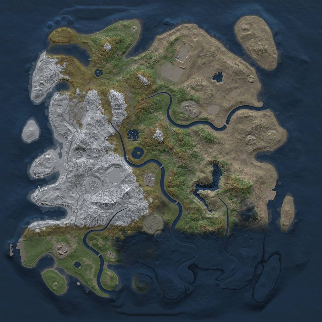 Rust Map: Procedural Map, Size: 4000, Seed: 304023, 11 Monuments