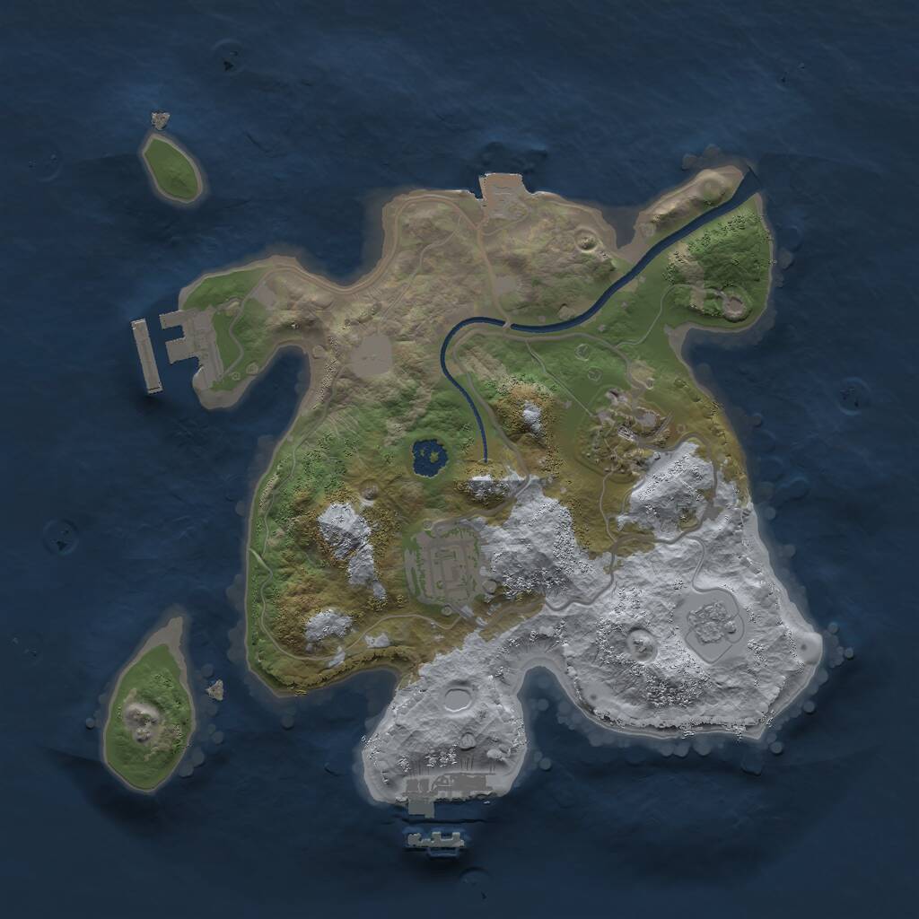 Rust Map: Procedural Map, Size: 2500, Seed: 1221566901, 6 Monuments