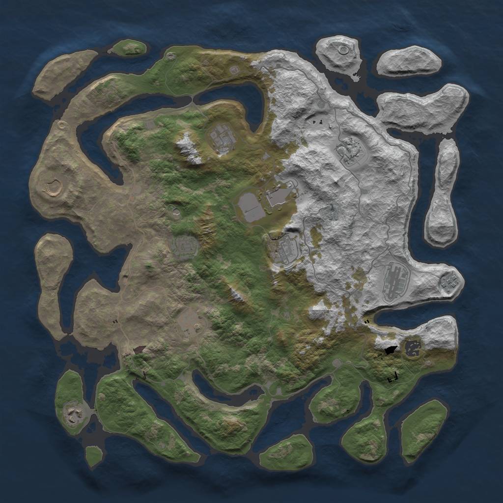 Rust Map: Barren, Size: 4500, Seed: 347722, 14 Monuments