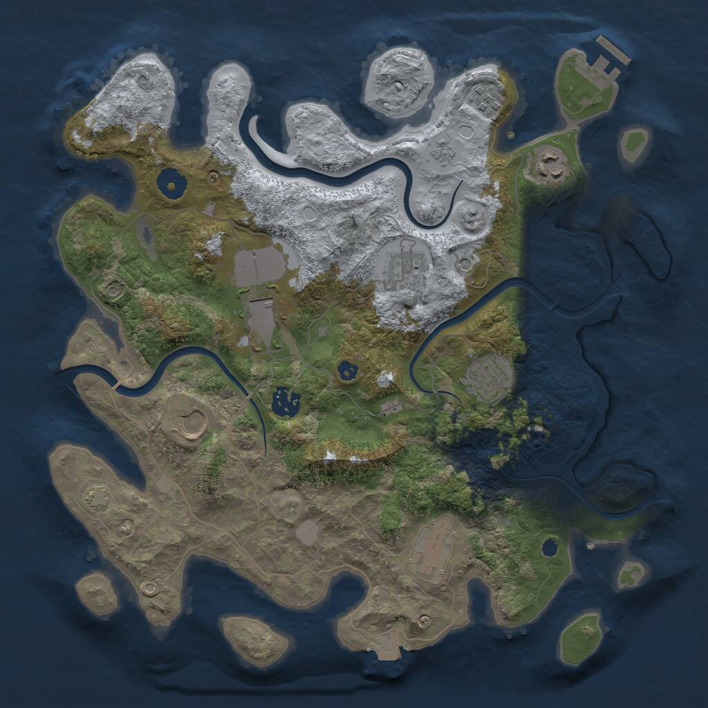 Rust Map: Procedural Map, Size: 3550, Seed: 538898, 13 Monuments